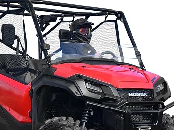 SuperATV Clear Scratch Resistant Half Windshield for 2016+ Honda Pioneer 1000/1000-5 | Hard Coated for Extreme Durabilit