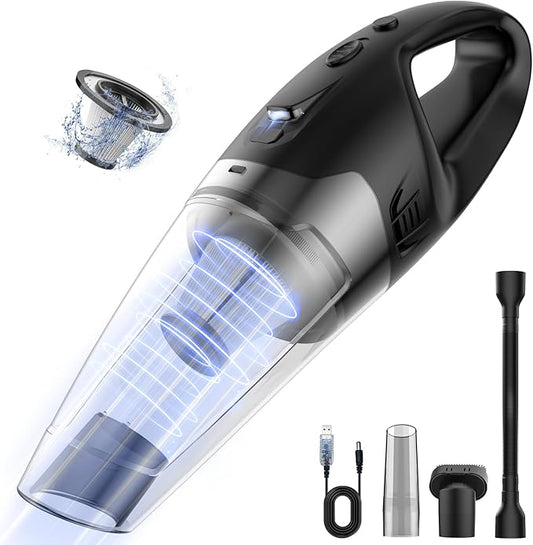 BSRCO Handheld Vacuum Cordless Rechargeable 3-in-1, Car Vacuum Portable Cordless with USB Charge, Handheld Vacuum with LED Light, HEPA Filter, 1.65LBs Lightweight Vacuum Cleaner for Dust, Pet Hair
