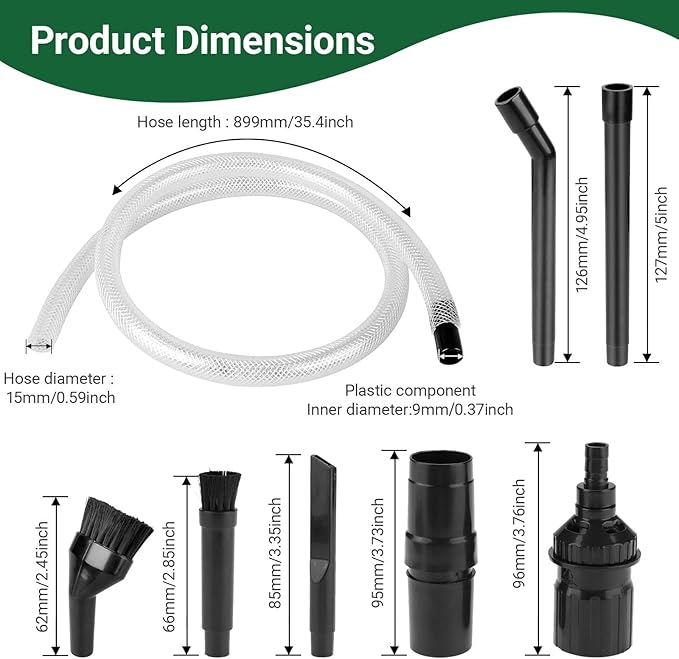 EZ SPARES Vacuum Crevice Attachment Kit,Micro Cleaning Tools for Keyboard,Crevice,Car,Vents & Tight Spaces,Compatible with Most Universal 1-1/4 Inch Hose Vacuums,Computer Cleaning Kit,All in Kit
