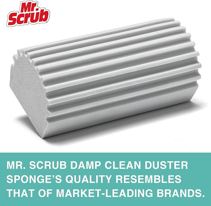 4 Pack Damp Dusting Sponge Duster, Grey Dust Cleaning Sponge, Reusable Household Cleaning Sponge Tool for Blinds, floorboards, Fan Blades, Vents, Glass, Railings, Mirrors