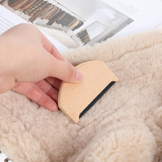 2 Pcs Cashmere Comb, Sweater Comb with Wood Handle Portable Pilling Remover Cashmere Remover Hairball Combs Fabric Combs Clothing for De-Pilling Clothes Scarves Wool Coats Pant Legs Knits Woolens