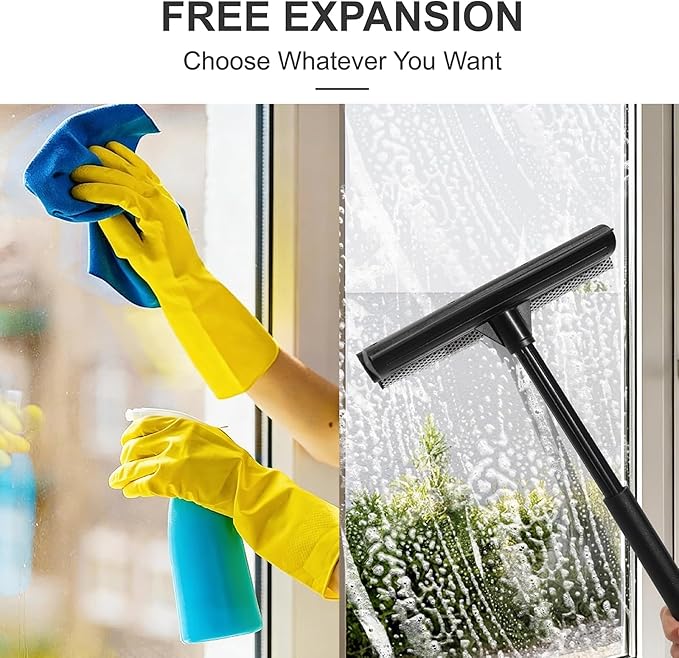 8.5" Window Squeegee for Home or Car, 2-in-1 Auto Window Cleaner with Sponge Car Windshield Squeegee for Gas Station, Shower, Glass & Outdoor