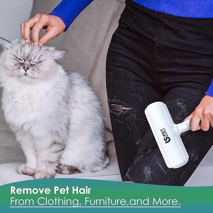 Pet Hair Remover Roller -Reusable, Self Cleaning Lint Roller for Pet Hair Removal on Furniture, Carpets, Clothes & Car Seats-Dog & Cat Hair Remover No Sticky Tapes (White)