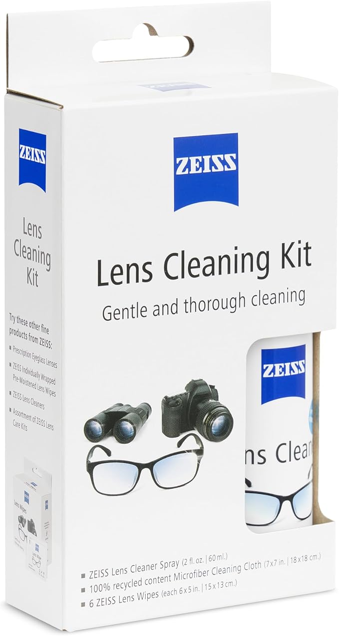 ZEISS Lens Cleaning Kit 2oz Spray + 6 lens wipes + Microfiber Cleaning Cloth