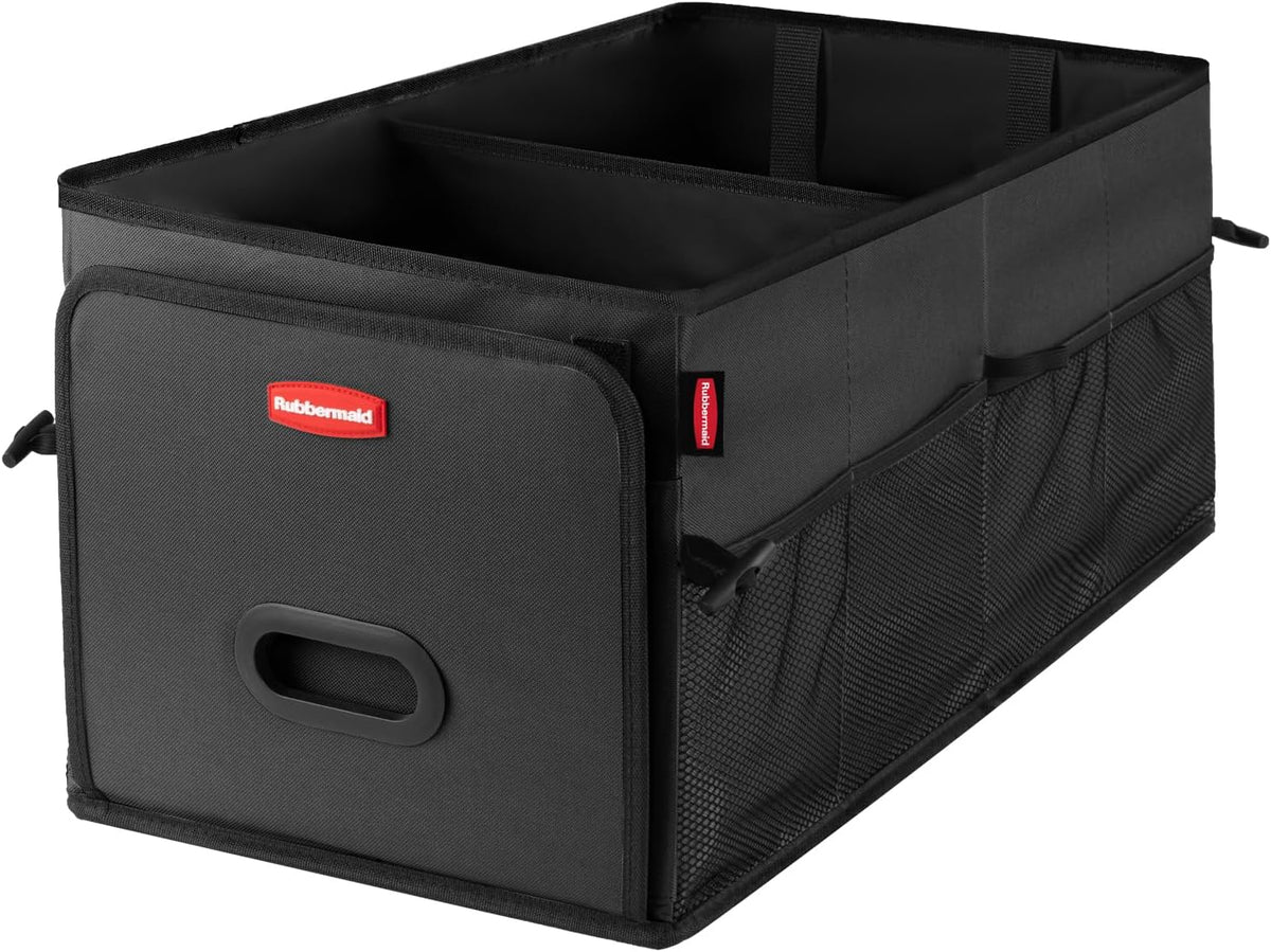 Car Organizer, Collapsible Trunk Organizer, Multi-Compartment Car Storage Organization for Car Accessories, 2 Compartments-Black