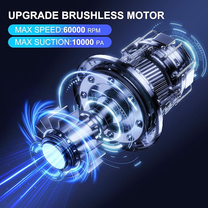 2-in-1 Cordless Handheld Vacuum Cleaner,10000PA Powerful Suction Portable Lightweight Hand Held Vacuum with LED Light,Multiple Accessories,USB Rechargeable,for Car, Office & Home Cleaning