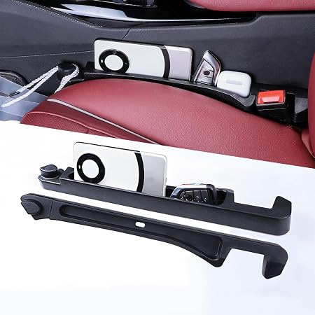 2 Pack Upgrade TPU Universal Dual Car Seat Gap Filler with Hooks, 4 in 1 Black Car Gap Plug Seat Fillers with Hook Odorl