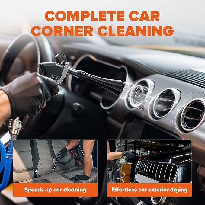 Tornado Car Cleaning Gun Interior Dryer Air Blow Gun, Automotive Tool Car Detailing Supplies High Pressure Air Gun, Car Detailing Cleaner Kit for Car Quickly Blasts Dirt and Dust Works with Air