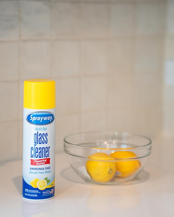 Sprayway Glass Cleaner Lemon Scent Foaming Aerosol Spray, 19oz, Pack of 6 | Ammonia-Free, Streakless, Fast-Acting | Cleans & Polishes Glass Surfaces | Removes Fingerprints, Dust, Dirt, Smoke Film