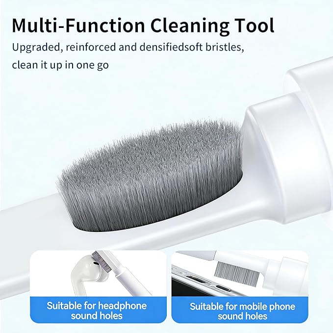 3 in 1 Cleaner Kit for AirPods Pro 1 2 3, Multi-Function Cleaning Pen with Soft Brush & Flocking Sponge for Bluetooth Earphones, Headsets Charging Case, iPhone, Laptop, Electronic Devices