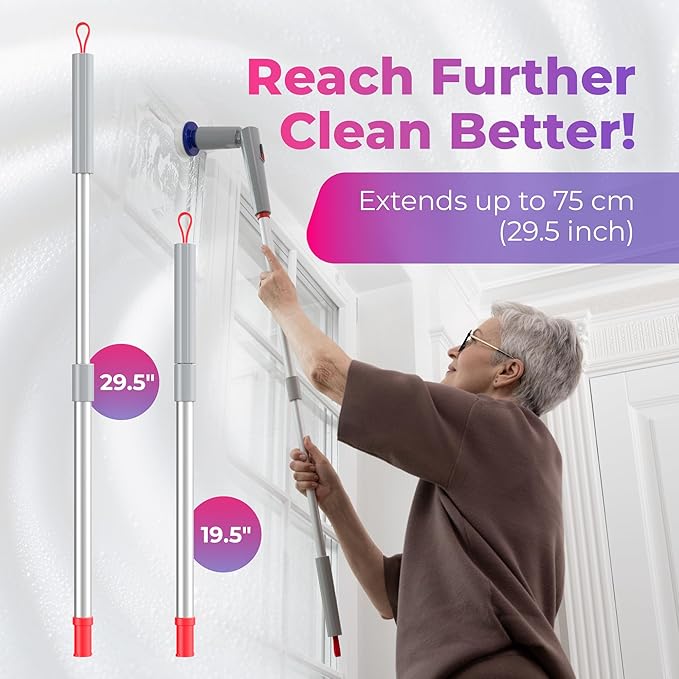 Synoshi PRO Electric Spin Scrubber Extension Handle, Electric Bathroom Scrubber for Cleaning, Extends up to 29.5 Inch (75 cm)