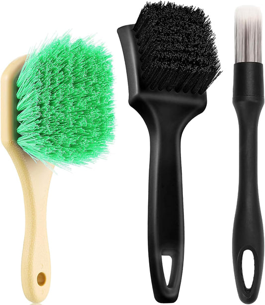 Wheel Rim Tire & Carpet Cleaning Brush Set, Soft & Stiff Bristle Wash Cleaning Supplies Kit for Car All Exterior Surface and Car Interior Cleaning