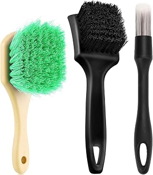 Wheel Rim Tire & Carpet Cleaning Brush Set, Soft & Stiff Bristle Wash Cleaning Supplies Kit for Car All Exterior Surface