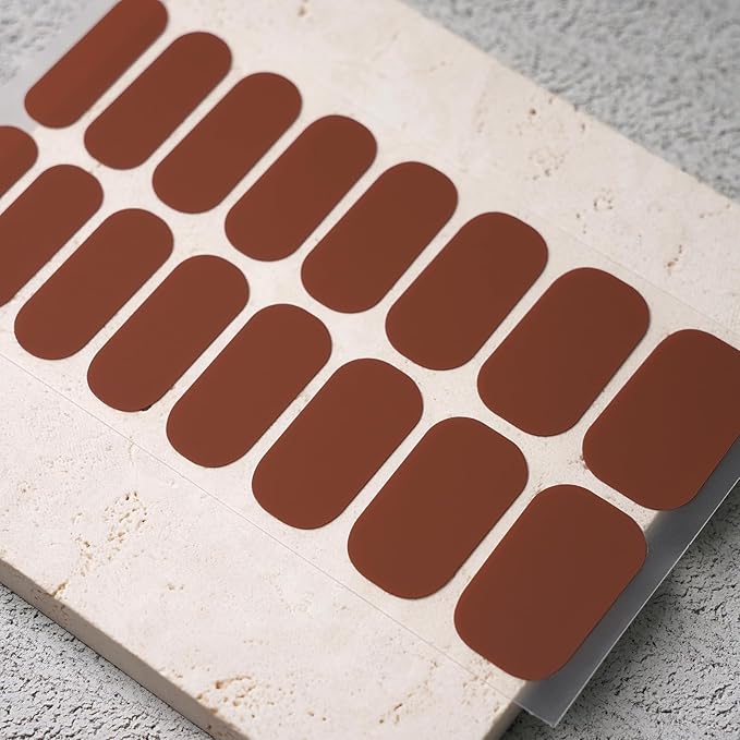 Nail Polish Strips, 32PCS Salon Quality Wraps, Long Lasting Gel Nail Stickers for Women Easy Apply& Remove (Terracotta Clay)