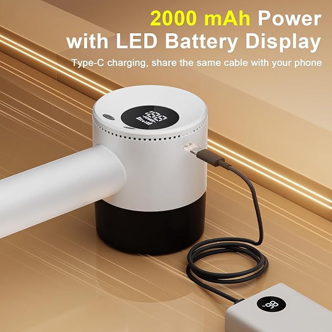 Heapsion Fabric Shaver Lint Remover, 10700 RPM Sweater Shaver with 6-Blade Head, Hidden Lint Roller, 3-Speed Fuzz Remover, LED Display, Type-C Rechargeable for Clothes & Furniture
