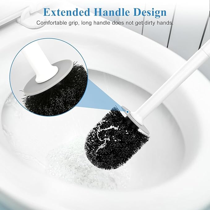 alpsnow Toilet Brush and Holder, Toilet Bowl Brush with Long Handle, Plastic Holder Easy to Hide, Drip-Proof, Easy to Assemble, Deep Cleaning