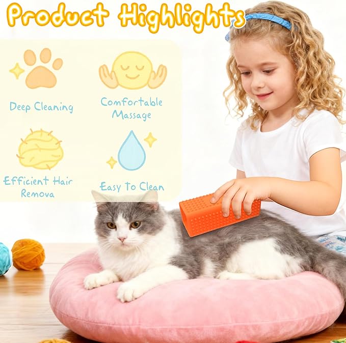 2 Pack Silicone Pet Hair Remover Roller for Furniture, Carpets, Sofas, and Car Interiors