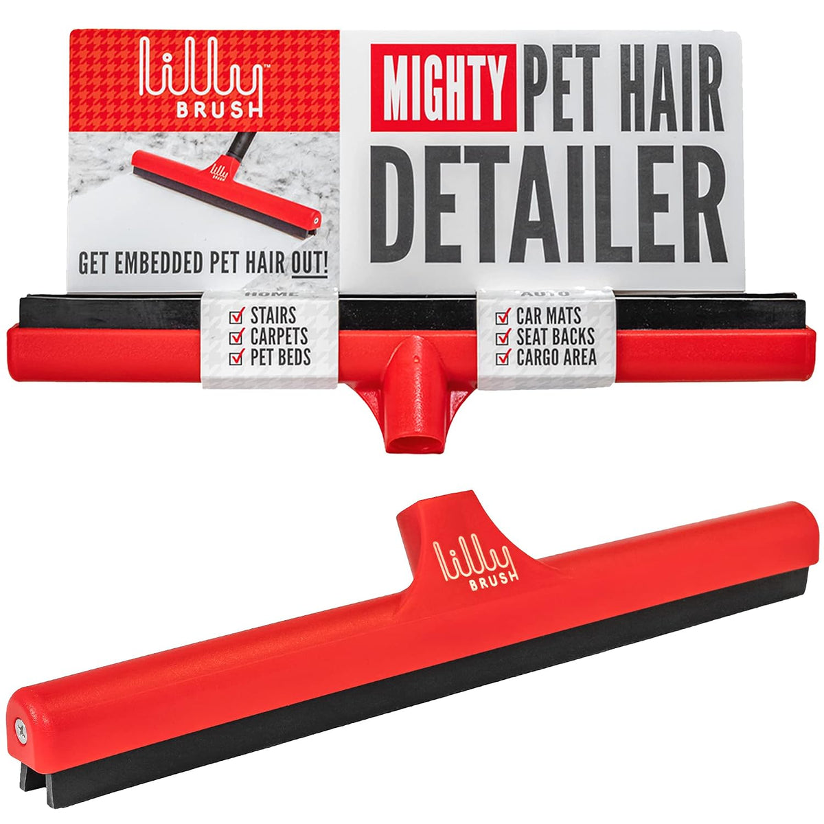 Mighty Pet Hair Removal Tool Detailer Head (NO HANDLE) Dog & Cat Fur Clean-Up for Carpets and Rugs. Fits on ALL standard broom sticks.