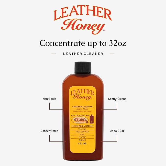 Leather Honey Leather Cleaner: Non-Toxic Leather Care Made in the USA Since 1968. Deep Cleans Leather, Faux & Vinyl - Couches, Car Seats, Purses, Tack, Shoes & Bags. Safe Any Colors & White Leather
