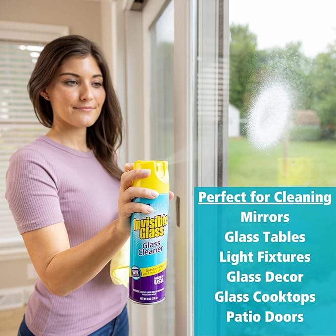 Invisible Glass 91160-3PK Premium Aerosol Glass and Window Foaming Cleaner Spray – Cleans Glass, Windows, Mirrors, Shower Doors, and More – Streak-Free, Ammonia-Free, Tint-Safe – 19 oz (Pack of 3)