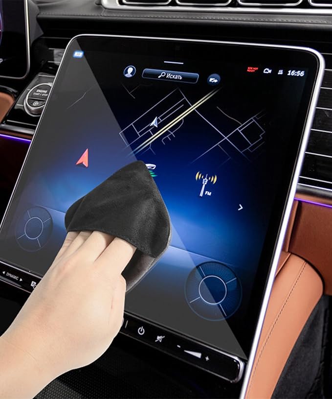 SCUARI Car Screen Cleaner,Touch Screen Cleaner for Car,Car Accessories Car Screen Wipes,Foldable Car Screen Cleaner Cloth,Square Microfiber Screen Cleaning Pad,Fits Car Dashboard LCD Display (Black)
