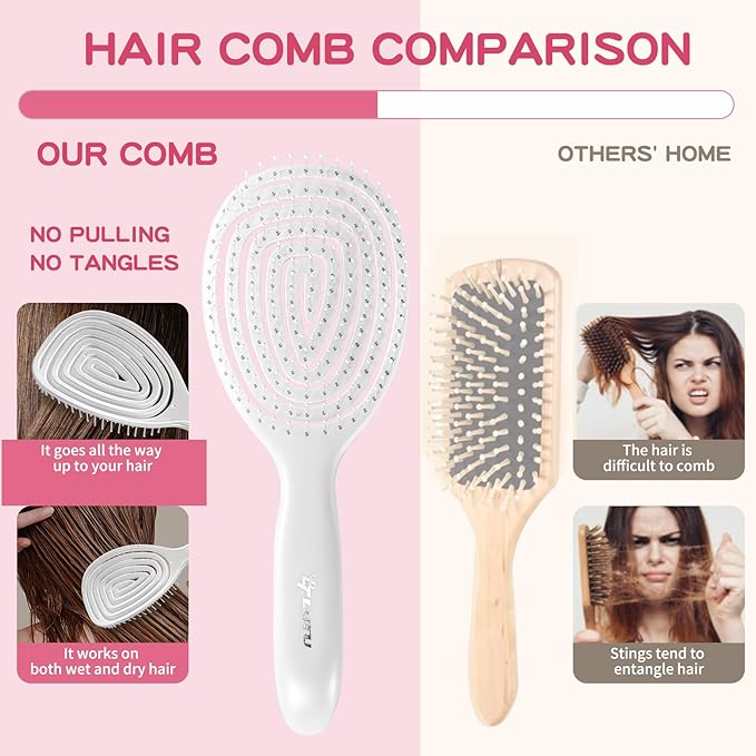 8" Silicone Shower Squeegee for Glass Doors with Silver Hair Comb Set, Bathroom,Kitchen Safe Water Blade, Car Window,Mirror, Tile Scraper — Ideal for Hair Care and Glass Cleaning