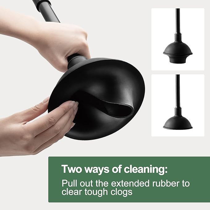 Eyliden Toilet Plunger and Brush Set | 2-in-1 Bathroom Cleaning Tools with Holder | Unclogs Toilets, Deep Cleans Bowls | Compact Caddy Stand | Nylon Bristles, Durable Plastic, Black