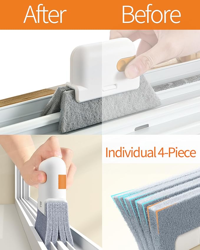 Window Sill Cleaner Tool - Hard Bristle Crevice Cleaning Brush, Multifunctional Gap Scrub Brush, Window, Home Essentials, Bathroom Cleaner Tools for Household Use, Kitchen - 8PCS
