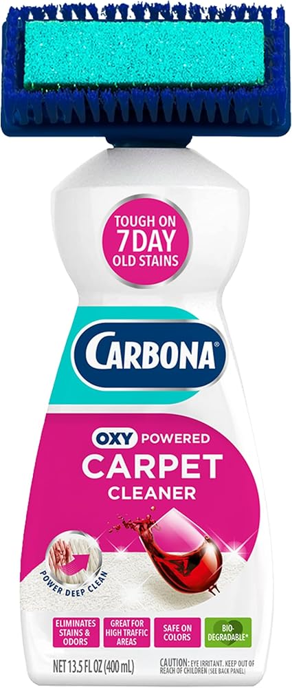 Carbona 2-in-1 Oxy-Powered Carpet Cleaner (13.5 Fl Oz), Spot Cleaner with Dual Sponge & Bristle Applicator for Targeted 