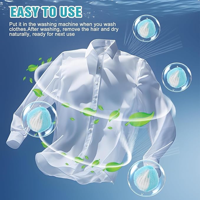 Pet Hair Remover for Laundry,Reusable Dog & Cat Hair Remover for Laundry Effectively Laundry Pet Hair Catcher for Clothes and Bedding,Suitable for lint Catcher for Washing Machine (12, Azure)