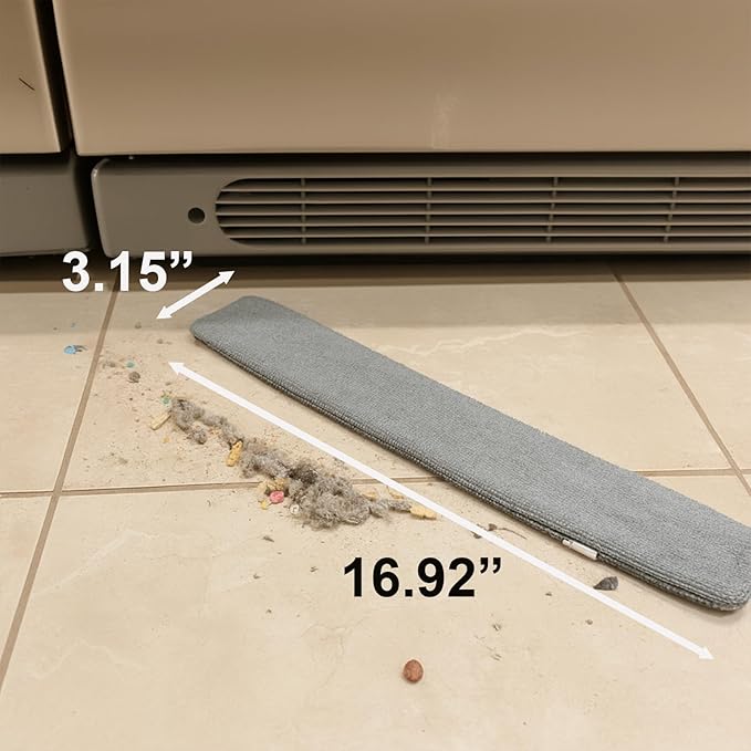 Flat Gap Dust Cleaner with Extendable Pole, Bafezoze Retractable Under Appliance Duster with 2 Washable Microfiber Pads, Slim Flexible Gap Mop for Cleaning Under Bed Sofa Cabinet Refrigerator Gray