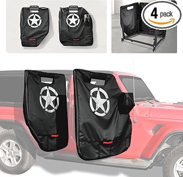 sukemichi Door Storage Bags for Jeep, Door Storage Cover Protective Sleeves for Jeep Wrangler JK JL Unlimited Sahara Rub