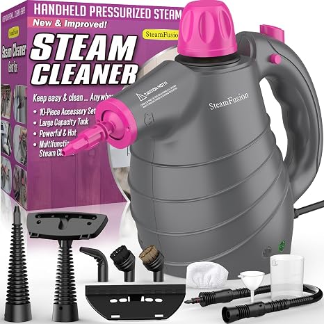 Pressurized Handheld Steam Cleaner with 10pcs Accessories&Safety Lock, Multi-Purpose Natural Deep Cleaning Steamer, Mult