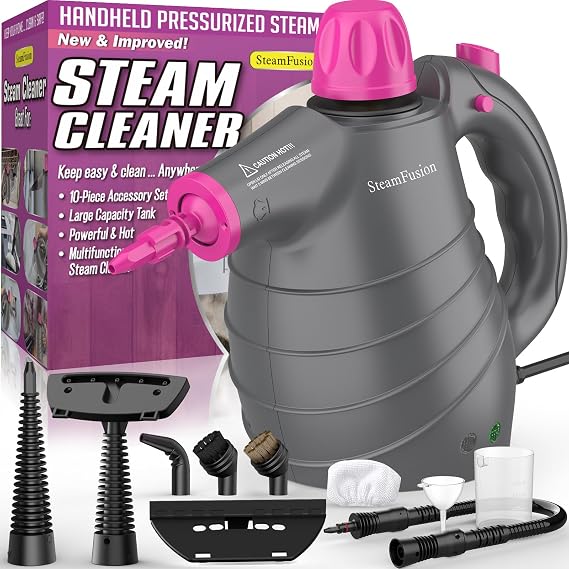 Pressurized Handheld Steam Cleaner with 10pcs Accessories&Safety Lock, Multi-Purpose Natural Deep Cleaning Steamer, Mult