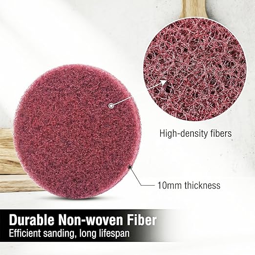 4 Inch 400 Grit Drill Brush Scrubber Scouring Pads, 20 Pcs Hook & Loop Power Scrubber Scour Pad for Rotary Tools, Random Orbital Sander (Red)