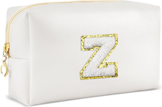 URSKYTOUS Gifts for Girls Initial Makeup Bag Personalized Cosmetic Bag with Zipper Cute Travel Toiletry Bags Waterproof 