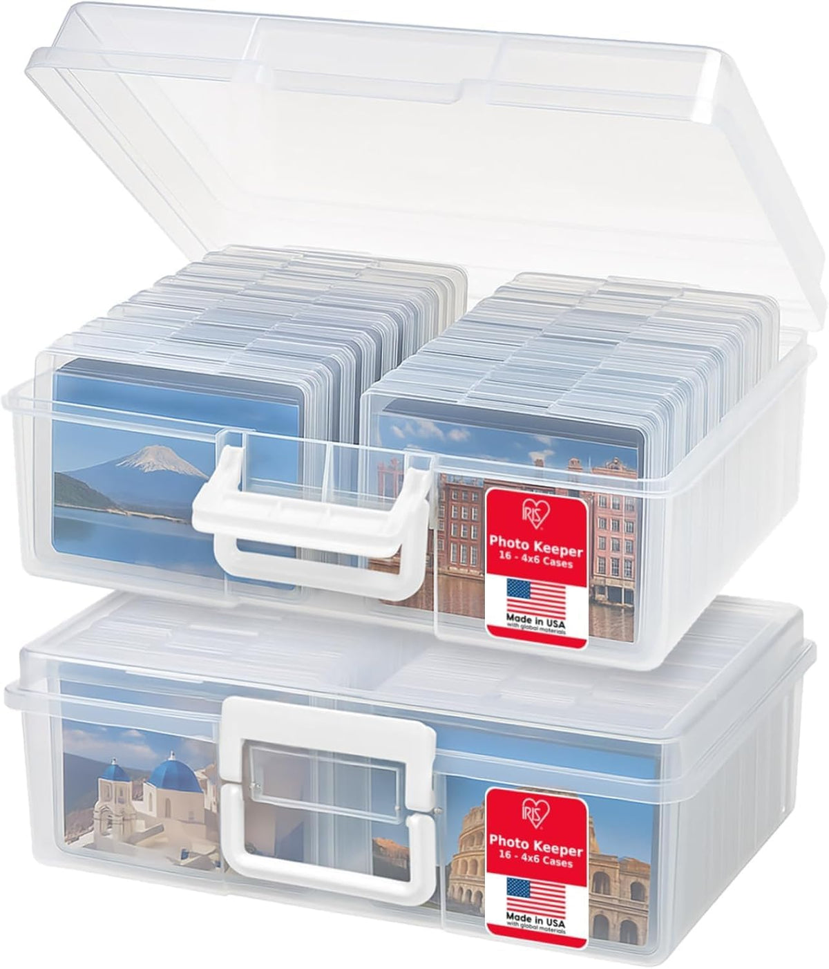 Photo Storage Box |Made in USA| 16 Cases - (2-Pack) - Clear