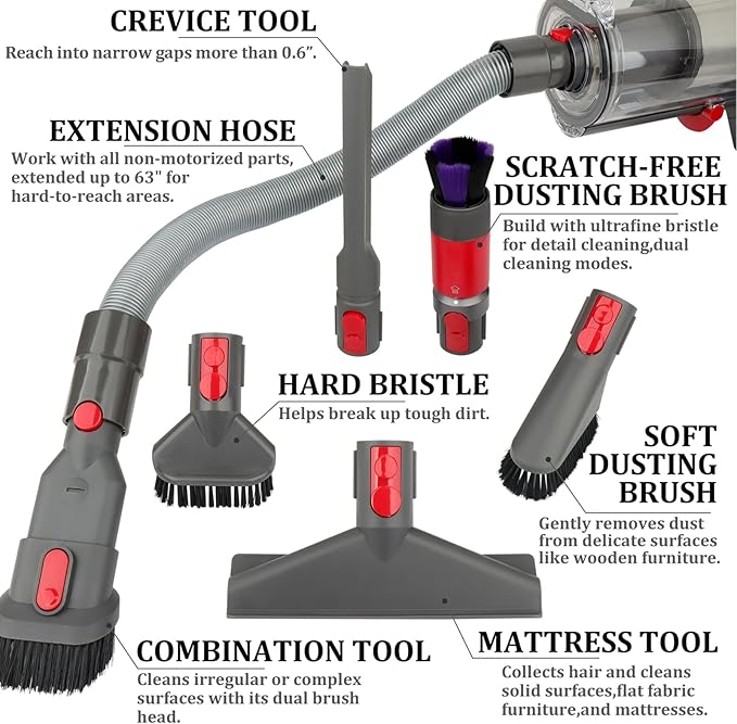Attachment Kit for Dyson Gen5 V15 V15s V12 V11 V10 V9 V7 V8 Detect Cyclone Torque Drive Absolute Animal Cordless Vacuum Cleaner,Home and Car Cleaning Brush Acccessories