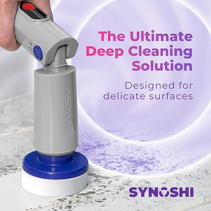 Synoshi PRO Electric Spin Scrubber Melamine Sponge for Bathroom & Shower Cleaning, Kitchen Brush Head for Power Cleaning - Set of 3 Sponges