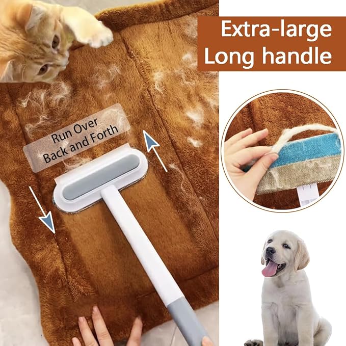 Pet Hair Remover for Furniture, Reusable 17-Inch Multifunctional Cat and Dog Hair Removal Tool for Couch, Carpet, Bedding, Car Seats