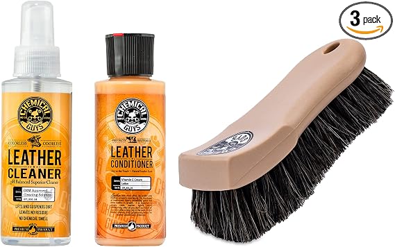 Chemical Guys SPI_109_04B Leather Cleaner and Conditioner Complete Leather Care Kit (2 - 4 fl oz Bottles) with ACC_S95 L