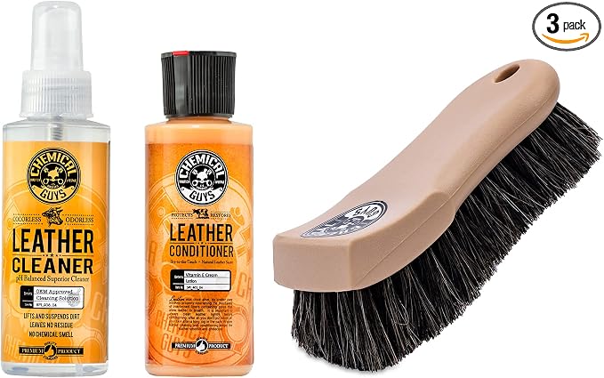 Chemical Guys SPI_109_04B Leather Cleaner and Conditioner Complete Leather Care Kit (2 - 4 fl oz Bottles) with ACC_S95 L