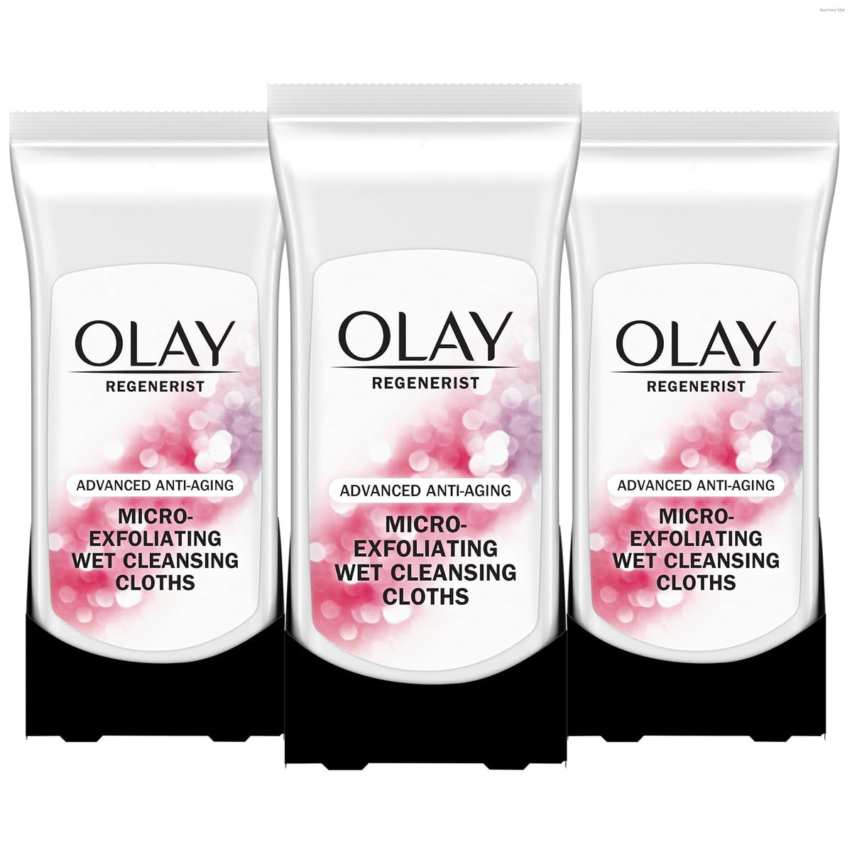 Makeup Remover Wipes, Regenerist Micro-Exfoliating Wet Cleansing Cloths, Facial Cleanser for Women - Exfoliates, Refreshes, Smooths Texture, Travel Approved, 30 ct - 3 Pack