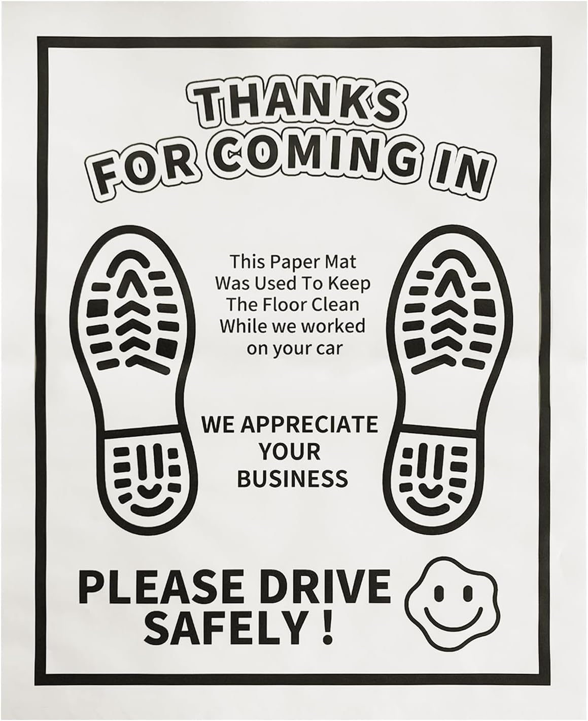 Disposable Paper Floor Mats for Cars 16" W x 20" H 100Pcs, White Waterproof Automotive Foot Pads, Vehicle Carpet Protector for Auto Detailing, Dealerships, Mechanics & Car Shops