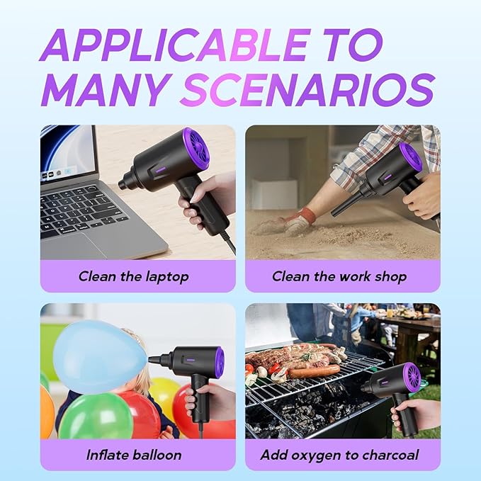 Electric Air Duster - Air Blower - Multi-Use Compressed Air Duster for Keyboard- Computer and PC - 5.74 oz Powerful Motor