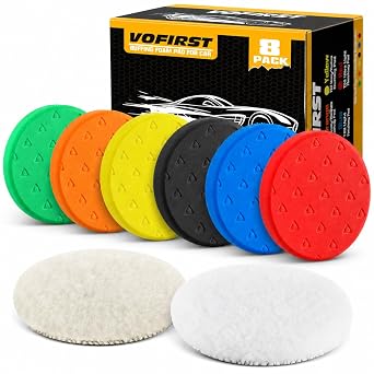8 Pcs Buffing Pads, Polishing Pad 5.5 Inch 138mm for 5 Inch Backing Plate, High-Density & Reusable Buffing Sponge Pads a