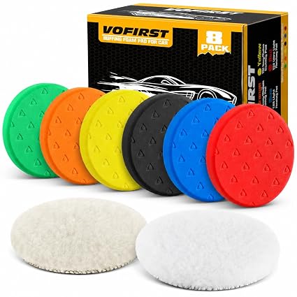 8 Pcs Buffing Pads, Polishing Pad 5.5 Inch 138mm for 5 Inch Backing Plate, High-Density & Reusable Buffing Sponge Pads a