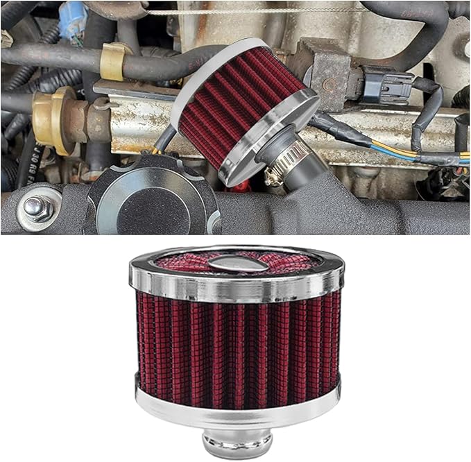 23mm Car Air Filter, 0.9'' High Flow Vent Valve Cover, Breather Filter, Universal Cold Air Intake Filter Breather, Car Accessories Fits Car Motorcycle (Red)