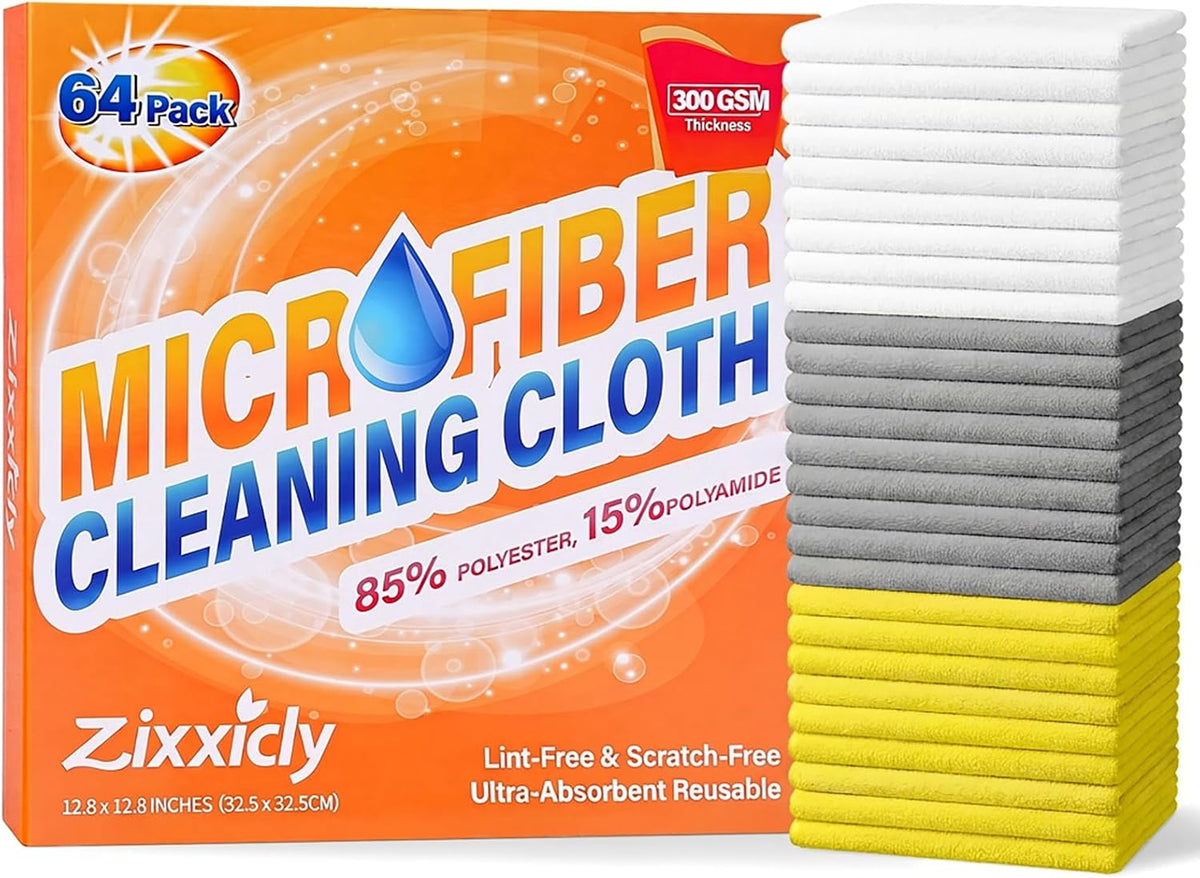 Microfiber Cleaning Cloth 64 Pcs 300GSM Microfiber Towels for Cars