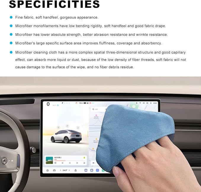 Ohleats Car Screen Cleaner, Microfiber Auto Screen Cleaning Pad, Foldable Touch Screen Cleaner Cloth for Vehicle Dashboard LCD Display, Car Cleaning Kits